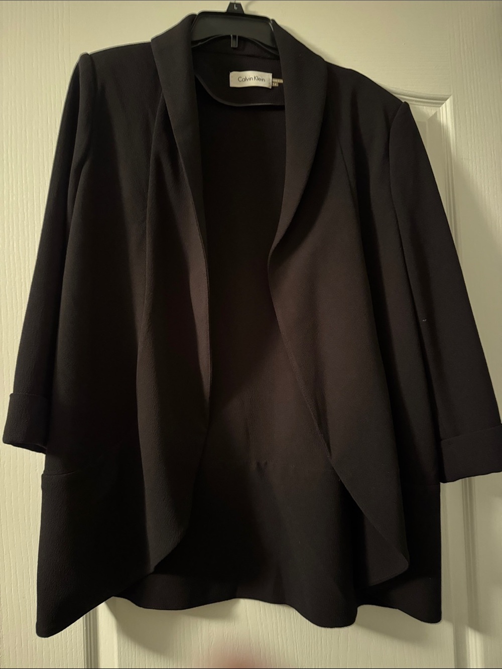 Calvin Klein Black Open-Front Draped Blazer